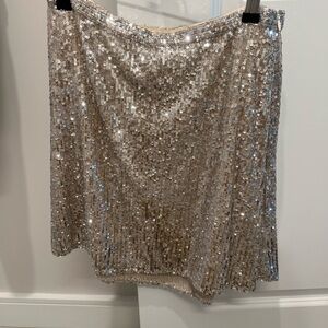 RESA Silver Sequin Mini Skirt